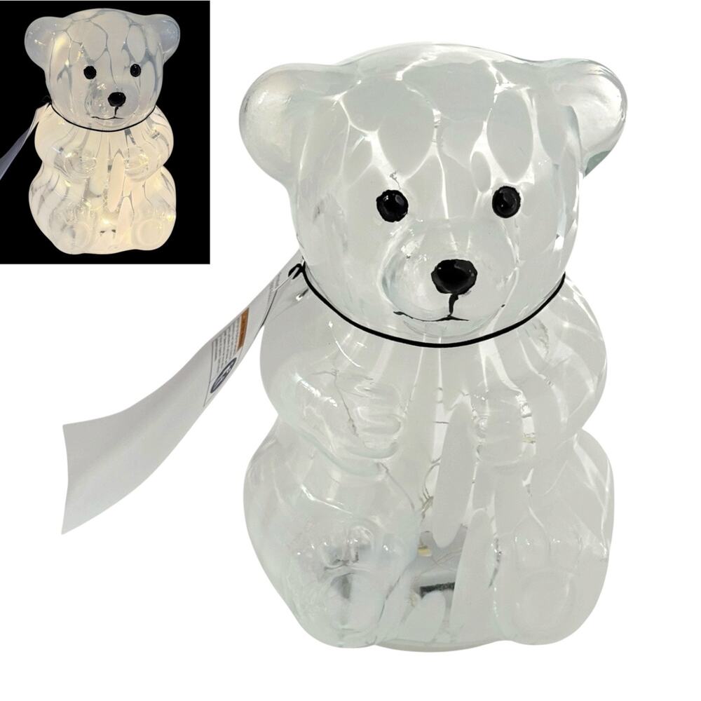 Gummy Bear Glass Lamp Light Up White Teddy 6.5" Figurine Murano Night Light New